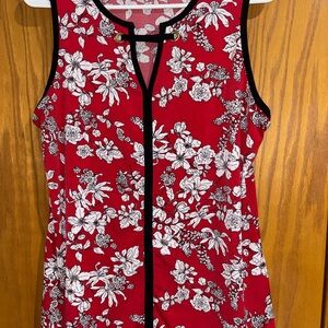 Liz Claiborne Red and White Floral Blouse